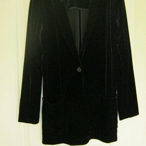 Joan Vass Black Velvet Boyfriend Jacket Size L